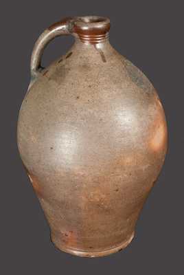 Rare Ovoid Stoneware Jug with Impressed Four Hearts Design, attrib. Old Bridge, NJ