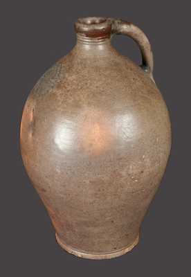 Rare Ovoid Stoneware Jug with Impressed Four Hearts Design, attrib. Old Bridge, NJ