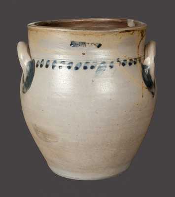 Rare J. EATON Stoneware Jar with Cobalt Decoration