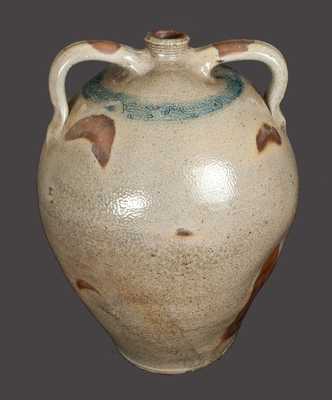 Monumental Double-Handled Stoneware Jug with Coggled Bird Design att. Old Bridge, NJ