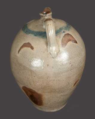 Monumental Double-Handled Stoneware Jug with Coggled Bird Design att. Old Bridge, NJ