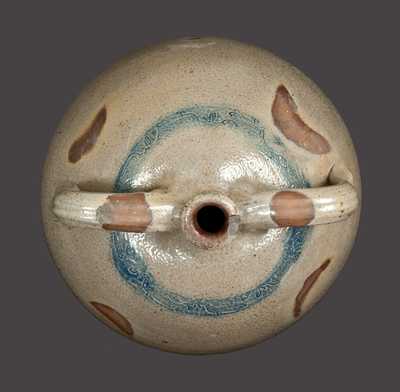 Monumental Double-Handled Stoneware Jug with Coggled Bird Design att. Old Bridge, NJ