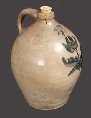 Rare Stoneware Jug with Floral Decoration Marked HUMISTON & CUMMINGS / SOUTH AMBOY, NJ