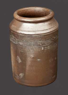 Small Stoneware Jar with Coggled Bird Decoration att. Old Bridge, NJ