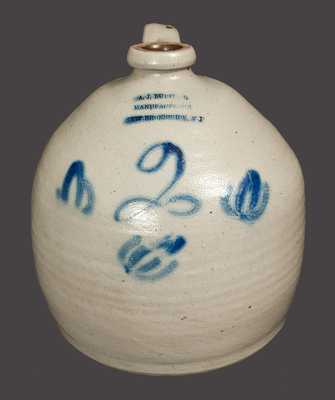 A. J. BUTTLER / NEW BRUNSWICK, NJ Squat Stoneware Jug with Floral Decoration