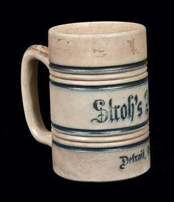 Rare Stroh s Beer / Detroit, Mich. Stoneware Mug, attributed to the White s Pottery, Utica, NY, late 19th century.
