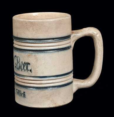Rare Stroh s Beer / Detroit, Mich. Stoneware Mug, attributed to the White s Pottery, Utica, NY, late 19th century.