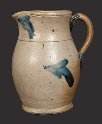 Rare Small-Sized Stoneware Pitcher with Cobalt Foliate Decoration, Baltimore, MD origin, circa 1875