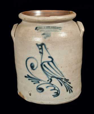 FLACK & VAN ARSDALE / CORNWALL, ONT Stoneware Crock with Bird Decoration