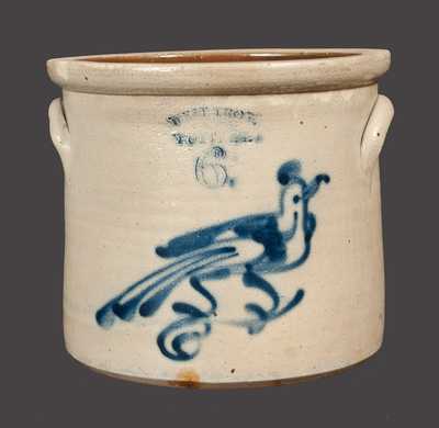 WEST TROY POTTERY Stoneware Crock with Bird Decoration