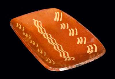 Slip-Decorated Redware Loaf Dish, possibly Norwalk, CT