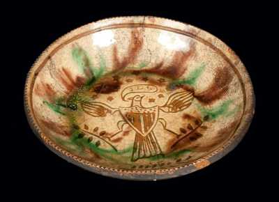 Fine Sgraffito Jacob Medinger Redware Plate with Eagle Design