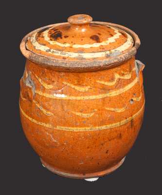 Slip-Decorated Redware Lidded Jar