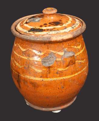 Slip-Decorated Redware Lidded Jar