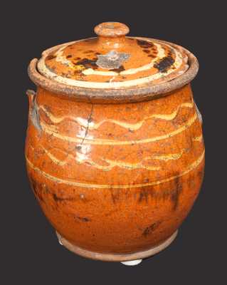 Slip-Decorated Redware Lidded Jar