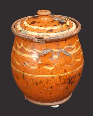 Slip-Decorated Redware Lidded Jar