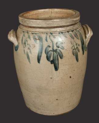 2 Gal. SOLOMON BELL / STRASBURG / VA Stoneware Crock with Hanging Floral Decoration