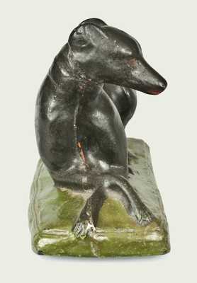 Important Pair of Shenandoah Valley Redware Whippets, Samuel Bell, Winchester, VA, 1841