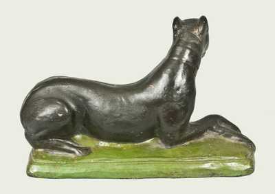 Important Pair of Shenandoah Valley Redware Whippets, Samuel Bell, Winchester, VA, 1841