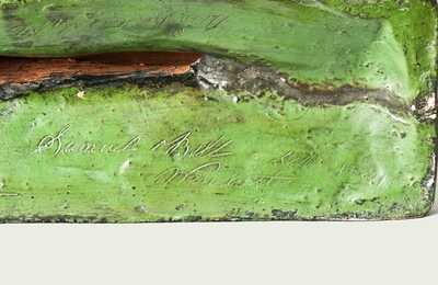 Important Pair of Shenandoah Valley Redware Whippets, Samuel Bell, Winchester, VA, 1841