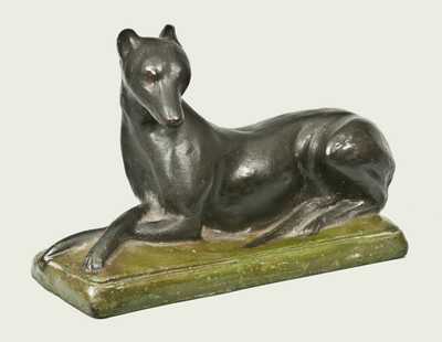 Important Pair of Shenandoah Valley Redware Whippets, Samuel Bell, Winchester, VA, 1841