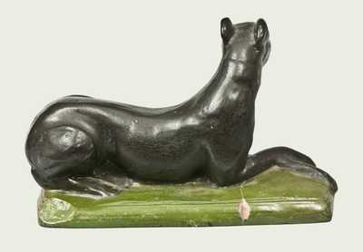 Important Pair of Shenandoah Valley Redware Whippets, Samuel Bell, Winchester, VA, 1841