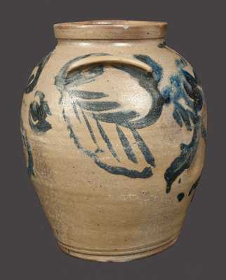 Bulbous Stoneware Jar with Profuse Leaf and Floral Decoration, Baltimore, circa 1830