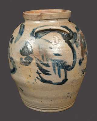 Bulbous Stoneware Jar with Profuse Leaf and Floral Decoration, Baltimore, circa 1830