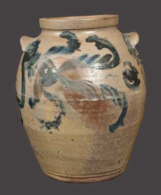 Bulbous Stoneware Jar with Profuse Leaf and Floral Decoration, Baltimore, circa 1830