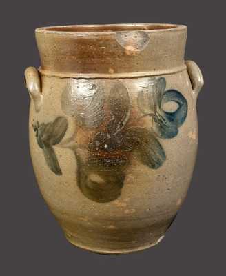 2 Gal. Ovoid Floral-Decorated Stoneware Crock att. A. Keister, Strasburg, VA