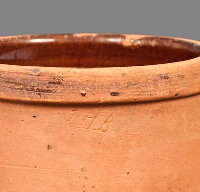 Redware Cream Jar Signed JOHN BELL / WAYNESBORO with JHB Scratched into Clay