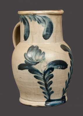 1 Gal. Stoneware Pitcher with Tulip Decoration att. the Remmey Pottery, Philadelphia