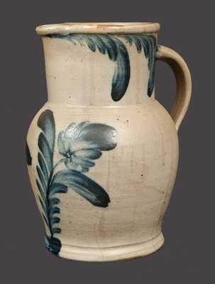 1 Gal. Stoneware Pitcher with Tulip Decoration att. the Remmey Pottery, Philadelphia