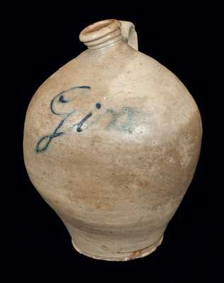 Ovoid NJ Stoneware Jug with Slip-Trailed