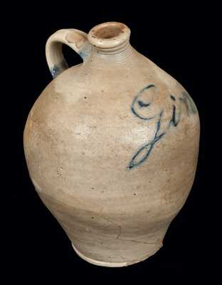 Ovoid NJ Stoneware Jug with Slip-Trailed