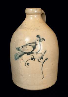 HAXSTUN, OTTMAN & CO. / FORT EDWARD, NY Stoneware Jug with Bird Decoration