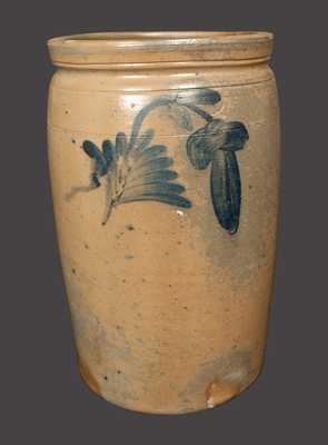 2 Gal. Chester Co., PA Stoneware Crock with Floral Decoration