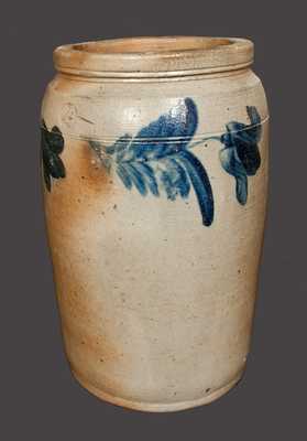 1 1/2 Gal. Chester Co., PA Stoneware Crock with Floral Decoration