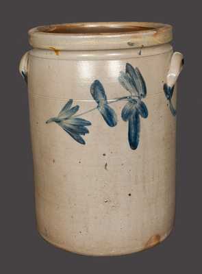 4 Gal. Chester Co., PA Stoneware Crock with Floral Decoration