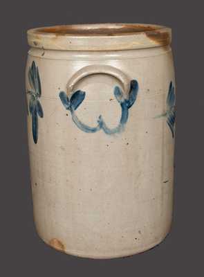 4 Gal. Chester Co., PA Stoneware Crock with Floral Decoration