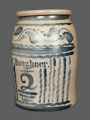 Very Rare A. V. BOUGHNER Stoneware Crock with Elaborate Decoration