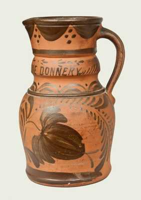 Very Rare New Geneva, PA Tanware Presentation Pitcher Inscribed to "Miss Catherine Donnery"