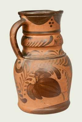 Very Rare New Geneva, PA Tanware Presentation Pitcher Inscribed to "Miss Catherine Donnery"