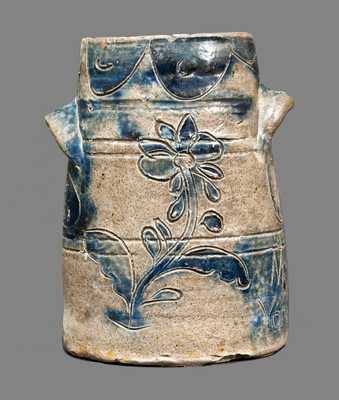 Extremely Rare and Important Manhattan Stoneware Jar with Incised Eagle, Inscribed 