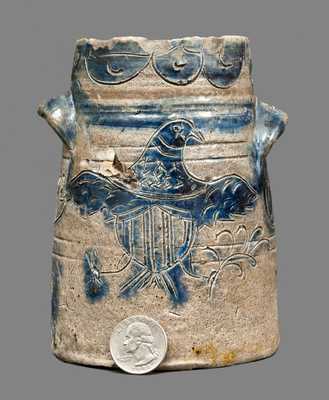 Extremely Rare and Important Manhattan Stoneware Jar with Incised Eagle, Inscribed 