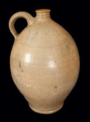 Very Rare Ovoid Stoneware Jug attrib. Branch Green, Philadelphia, PA, w/ Finely-Incised Bird and Floral Design