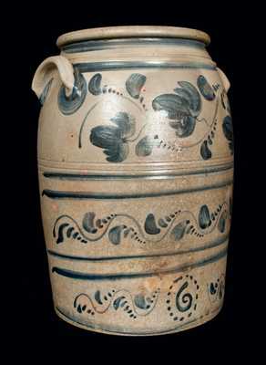 6 Gal. Western PA Stoneware Crock with Elaborate Brushed Decoration