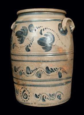 6 Gal. Western PA Stoneware Crock with Elaborate Brushed Decoration