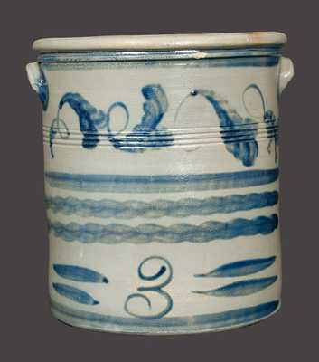 Rare HAMILTON / GREENSBORO Stoneware Crock with Brushed Vine and Line Decoration