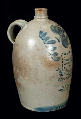 2 Gal. T. F. REPPERT / GREENSBORO, PA Stoneware Jug w/ Brushed Floral Decoration
